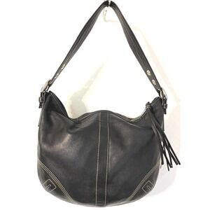 Coach Y2K Black Leather Hobo Shoulder Bag Purse F05D-8A03 Contrast Stitching